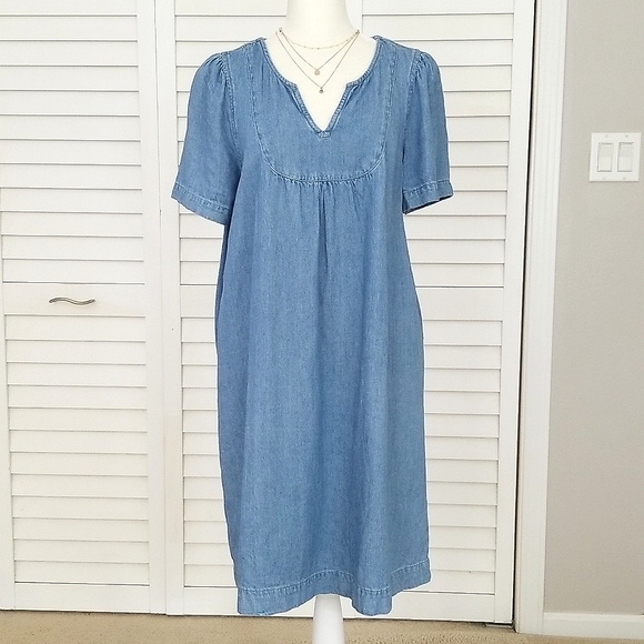 Madewell Denim Popover Swing Dress in Newsom Wash (M) - Picture 4 of 6